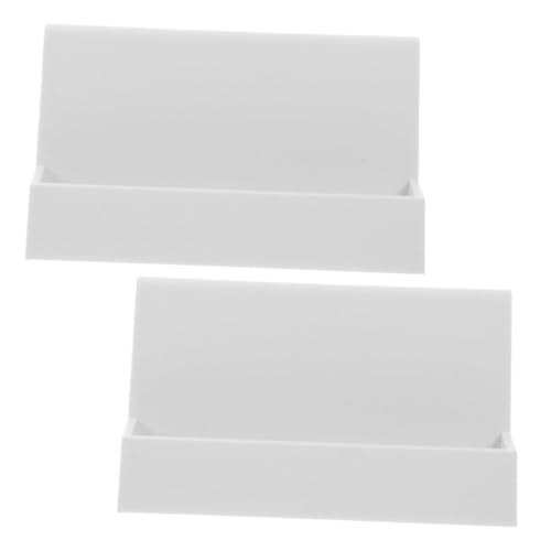 OUNONA 2 Stück Visitenkartenhalter Weiß Kompakt Platzsparend Eleganter Kartenständer für Schreibtisch Büro Workspace Kreative Kartenablage von OUNONA