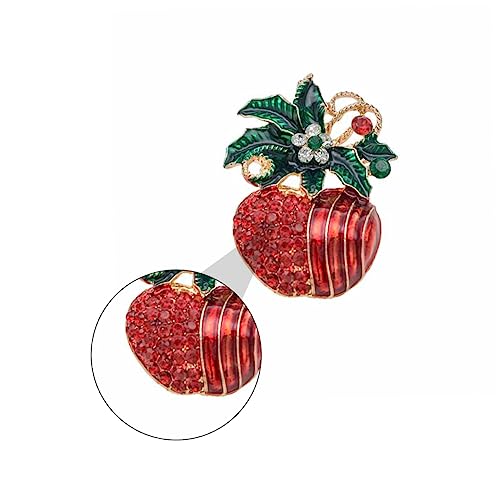 OUNONA 2 Stück Weihnachtliche Emaille Apfel Broschen Leichte Legierung Schmucknadeln für Kleidung Mützen Taschen Festliche Dekoration und Geschenkideen für Frauen und Freundinnen von OUNONA