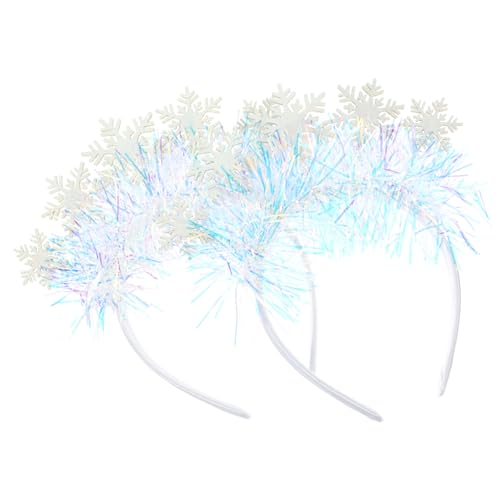 OUNONA 2 Stück Weihnachts Haarreif Weiß Glitzernde Schneeflocken Haarschmuck Leicht Bequem Festliche Weihnachtsstirnbänder Für Party Fotorequisiten Kostüm Zubehör von OUNONA