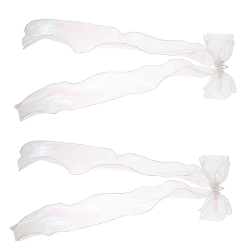 OUNONA 2 Stück Weiße Spitzen Haarspangen mit Schleifen Langer Band Design Glänzende Dekoration Haarschmuck Clips für Teenager Mädchen Vielseitig für Verschiedene Frisuren Geeignet von OUNONA