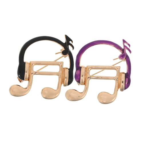 OUNONA 2 Stücke Musikbrosche mit Kopfhörer und Noten Design Leichte Langlebige Anstecknadeln für Hemd Jacke Schal Hut Modisches Accessoire für Musiker Konzerte Hochzeit Alltag von OUNONA