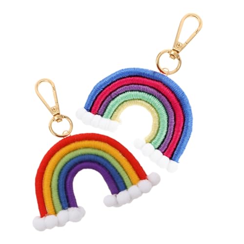 OUNONA 2 Vintage Regenbogen Schlüsselanhänger aus Baumwollseil Handgefertigt Robust und Leicht als Anhänger für Taschen Rucksäcke und Schlüssel Modisches Accessoire für Alltag und von OUNONA