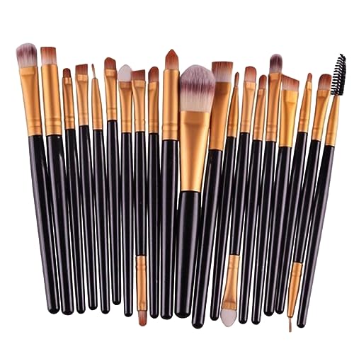 OUNONA 20Stücke Teiliges Kosmetikpinselset Professionelle Make Up Bürsten Schwarz und Gold für Foundation Augenbrauen Lidschatten und Mehr für Tägliche und Professionelle von OUNONA