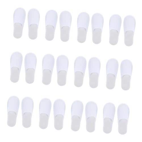 OUNONA 24 Paare Einweg Slipper aus Korallfleece Rutschfest Leicht und Bequem Weiße Hausschuhe für Nagelstudios Friseursalons und Zuhause Praktische Damen Spa Hausschuhe von OUNONA