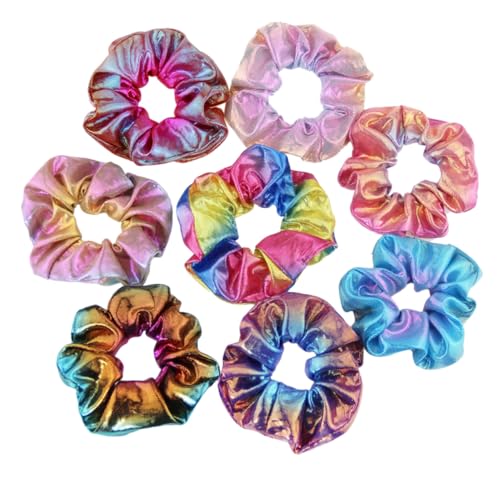 OUNONA 24 Stück Teiliges Metallic Rainbow Elastisches Haargummi Zweifarbige Haarschleifen mit Gilding Robustes Haarschmuck für Frauen und Mädchen Farbenfrohe Ponytail Halter Vielseitig von OUNONA
