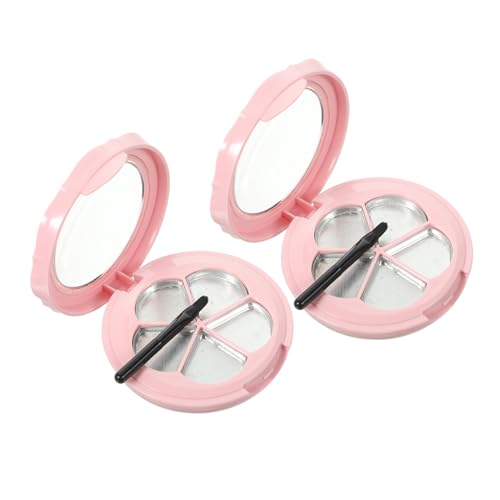 OUNONA 2 Satz Nachfüllbare Lidschatten Kasten mit Spiegel 5 Fächer Selbstgemacht Rougebehälter für Reise und Make Up Zubehör von OUNONA