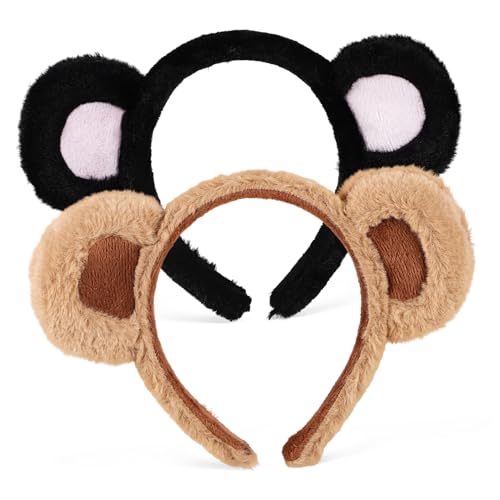 OUNONA 2Stücke Bärenohren Stirnbänder Flauschige Tierkopfbedeckung für Halloween Cosplay und Maskerade als Fotorequisiten und für von OUNONA