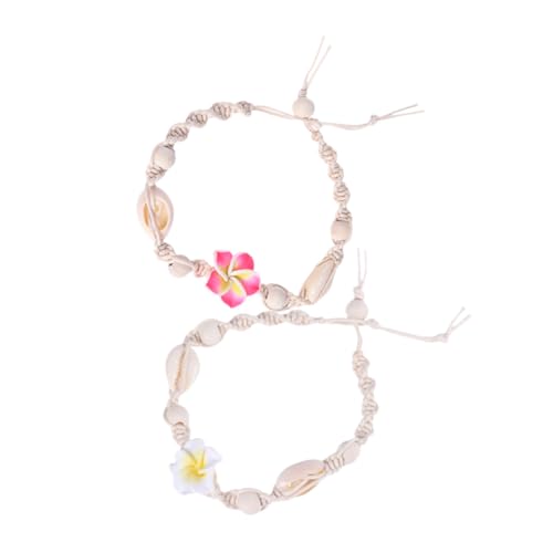 OUNONA 2Stücke Damen Fußkettchen mit Muschelmotiv Verstellbar Elegantes Strand Fußkettchen für Frauen Sommerliches Design Boho Inspirierte Schmuckstücke für Jede von OUNONA