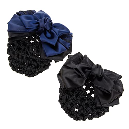 OUNONA 2stücke Haarknotenabdeckung Haarknotennetz Haarknotenabdeckungsspangen Haarknotennetzclip Für Frauen Und Mädchen Haaraccessoires Mit Schleifen-dekor Haar Schmuck Für Looks von OUNONA