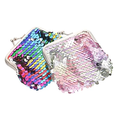 OUNONA 2Stücke Damen Münzgeldbörse mit Kussverschluss Geldbörse für Schlüssel Münzen Kleine Gegenstände Kompakt Leicht für Unterwegs Farbvariationen von OUNONA