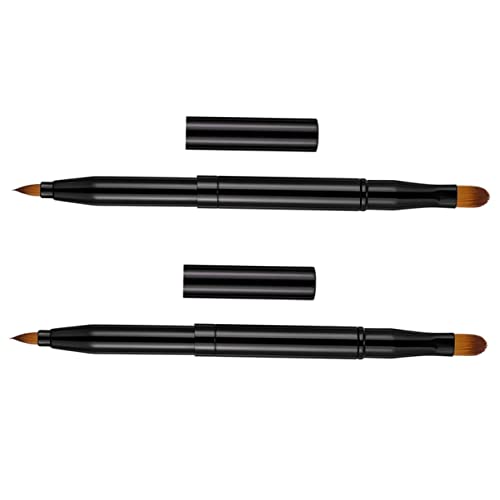 OUNONA 2Stücke Einziehbare Kosmetikbürste Doppelköpfige Lippen Augenbrauen und Eyeliner Pinsel für Vielseitige Anwendungen für Make Up und Profis von OUNONA