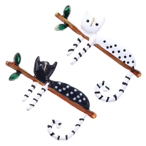 OUNONA 2stücke Teiliges Katzen-pins-set Für Frauen Dekorative Broschen Aus Emaille Katzen-nadel-schmuck Für Rucksäcke Und Hüte Ästhetisches Damen-accessoire Für Verschiedene Anlässe von OUNONA