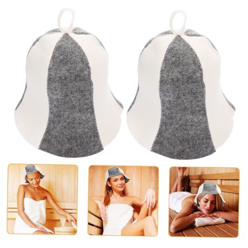 OUNONA Saunahut 2 Stück aus Filz Atmungsaktive Saunamütze für Damen und Herren Duschhaube Filzhut für Sauna Bequeme Badehaube zum Schutz Haare von OUNONA