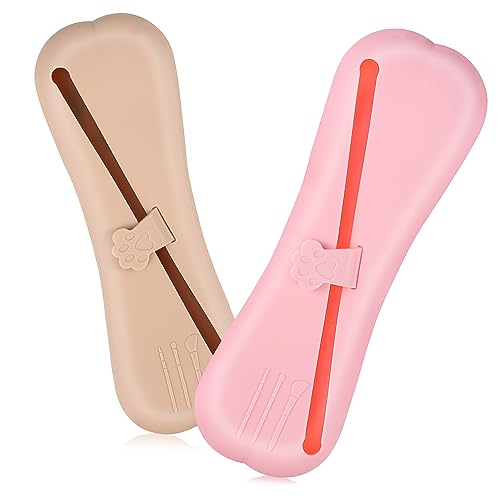 OUNONA 2Stücke Silikon Make Up Pinselhalter Kosmetiktasche für Augenbrauen und Lidschatten Eleganter Make Up Pinsel Organizer für Reisen und Geschäftsreisen von OUNONA