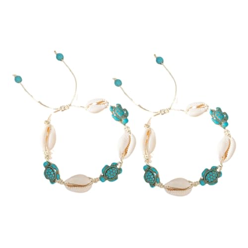 OUNONA 2stücke Verstellbare Boho Fußkettchen Mit Muschel Schildkröte Handgefertigter Strand Schmuck Für Frauen Für Sommer-styles Küsten Urlaub von OUNONA