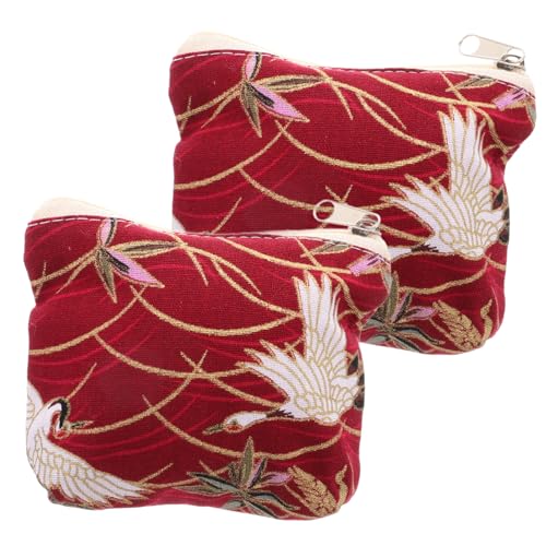OUNONA 2Stücke Vintage Mini Geldbörse Niedliche Japanische Münztasche mit Reißverschluss Tragbare Clutch für Schlüssel und Kleingeld Stilvolles Design für Damen von OUNONA