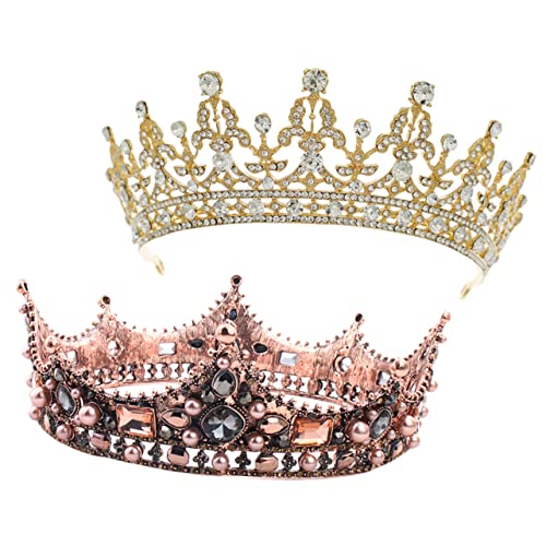 OUNONA 2stücke Braut Tiara Hochzeit Kopfschmuck Stirnband Strass Haar Schmuck Für Mädchen Party Decor von OUNONA
