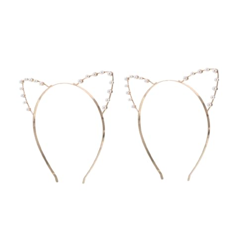 OUNONA 2stücke Katzenohren Haarreif Mit Perlen Stirnbänder Kopfbedeckung Für Cosplay Party Damen Mädchen Zubehör Haar Styling Accessoire von OUNONA