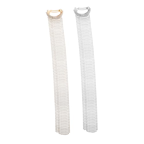 OUNONA 2stücke Lange Haarspangen Mit Quaste Und Strass Haarnadel Für Pferdeschwanz Zopfhaarnadeln Haarschmuck Für Frauen Mädchen Brautjungfern Goldene Und Silberne Clips Elegant von OUNONA