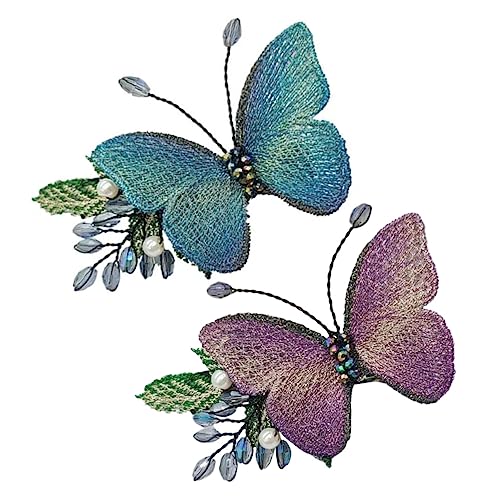 OUNONA 2stücke Schmetterlings-haarspangen Mit Stickerei Schmetterlingen Schmetterlings-clips Für Frauen Mädchen-haar-accessoires Haarspangen Für Verschiedene Frisuren von OUNONA
