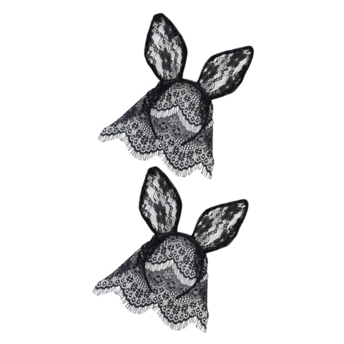 OUNONA 2stücke Katzenohren Haarband Mit Spitze Und Schleier Dekorative Haarschmuck Für Party Katzenohr-kopfschmuck Aus Hochwertigem Material von OUNONA