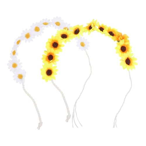 OUNONA 2stücke Sonnenblumen Stirnband Blume Haarband Für Party Hochzeit Festival Urlaub Cosplay Fotografie Reisen Weihnachten Mädchen Damen von OUNONA