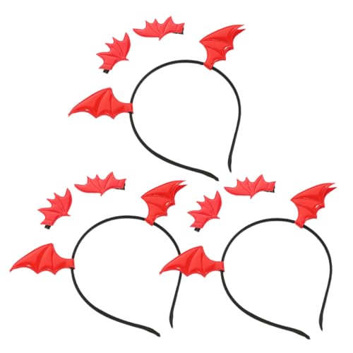 OUNONA 3satz Fledermaus-stirnband Aus Weichem Material Fledermausflügel-kopfschmuck Für Halloween-partys Gothic-haarreif Mit Details Für Cosplay Und Festlichkeiten Bequemer von OUNONA