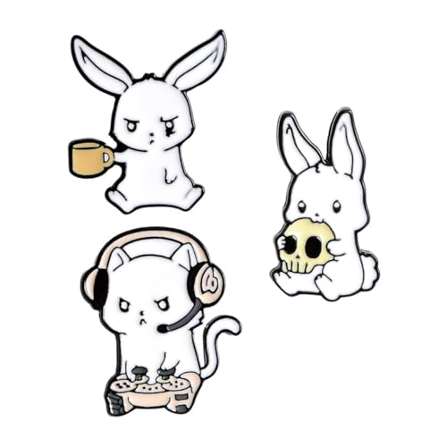 OUNONA 3 Stück Cartoon Kaninchen Broschen Legierung Dekorative Anstecknadeln für Damen für Kleidung und Accessoires für Partys und Besondere Anlässe von OUNONA