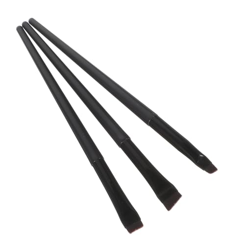 OUNONA 3 Stück Eyeliner und Augenbrauen Pinsel Teilig Schwarz Kunststoffgriff Dünner Abgeschrägter und Flacher Make Up Pinsel Präzise Konturierung für Damen Reise von OUNONA