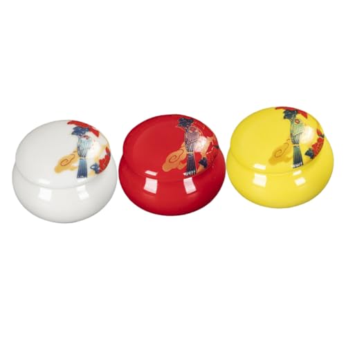 OUNONA 3 Stück Keramik Lip Balm Behälter Wiederverwendbare Kleine Kosmetikdosen für Gesichtspflege Lippenbalsam und Lippenstift für Aufbewahrung von Cremes und Kosmetik Weiße Gelbe und von OUNONA