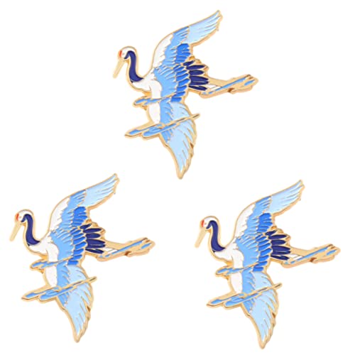 OUNONA 3 Stück Kran Broschen Kreative Gewandnadeln für Kleidung Unisex Zubehör Retro Anstecker für und Besondere Anlässe von OUNONA