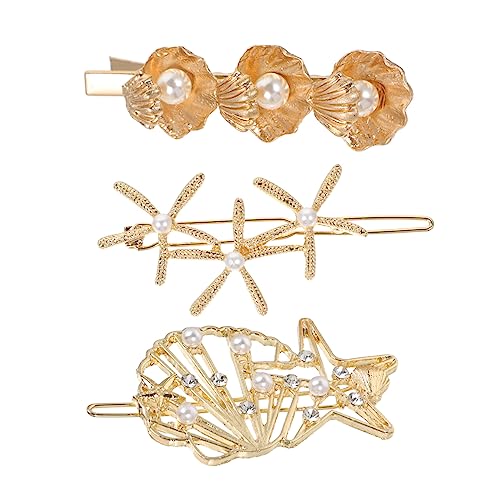 OUNONA 3 Stück Metall Haarspangen mit Perlen Damen Haarklammern mit Design Leicht Langlebig Haarschmuck für Mädchen Geeignet für Alltag Party und Festivals von OUNONA