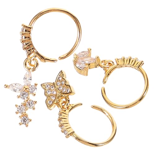 OUNONA 3 Stück Nasenringe aus mit Schmetterlings Design und Funkelnden Strasssteinen Damen Nasenpiercings Vielseitiger Körperschmuck für Alltag und Besondere Anlässe von OUNONA