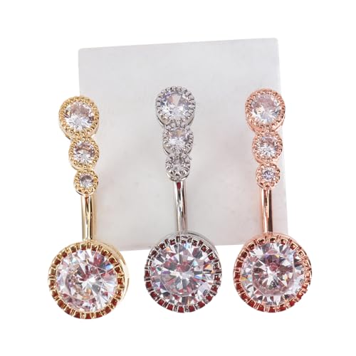 OUNONA 3 Stück Teiliges Bauchnabelpiercing mit Zirkonia Stilvolle Farblich Gemischte Nabelringe für Frauen für Tanz Partys und Festivals von OUNONA