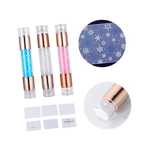 OUNONA 3 Stück Teiliges Double End Acryl Nail Art Stamper für Maniküre DIY Nageldesign Stempel für Anfänger und Salon Inklusive Weiß und Blau Einfache Anwendung für Kreative Fingernägel von OUNONA