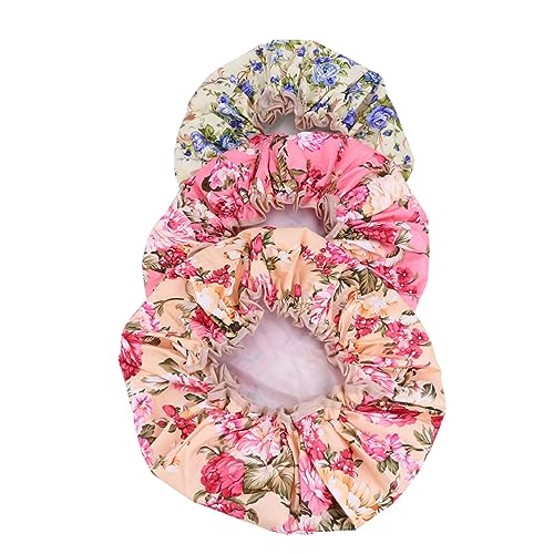 OUNONA 3stücke Badekappe Duschhaube Pack Peva Haushaltsdusche Für Frauen Mädchen Jungen Erwachsene Elastische Doppellagige Dusche Hut Rosa Blume von OUNONA