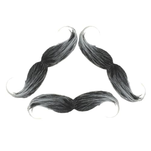 OUNONA 3 Stück Teiliges Falscher Schnurrbart mit Klebestreifen Ergonomisch Geformt Hautfreundlich und Realistisch für Halloween Fasching und Party Kostümierung von OUNONA