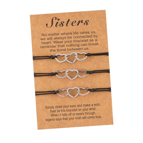 OUNONA 3 Stück Teiliges Freundschaftsarmband Set Handgewebtes Armband mit Hohlem Herz Dekorative Handgelenk Kette für Mädchen Perfektes für Freundinnen von OUNONA