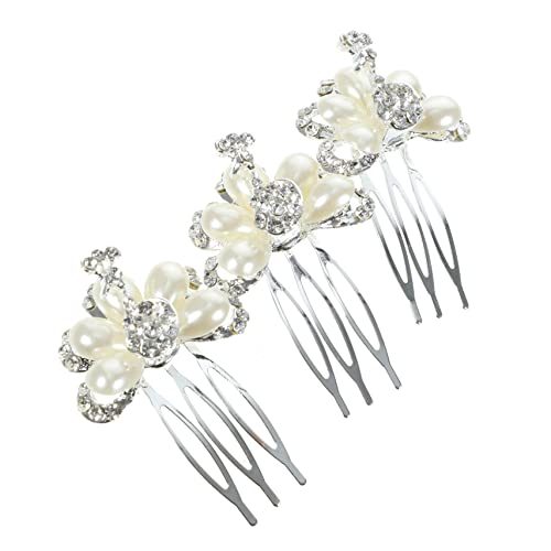 OUNONA 3 Stück Teiliges Haarkamm mit Strass und Perlen Eleganter Brautschmuck für Hochzeit Stabiler Haarkamm Clip für Frauen Dekorative Haarnadeln für Festliche Frisuren von OUNONA