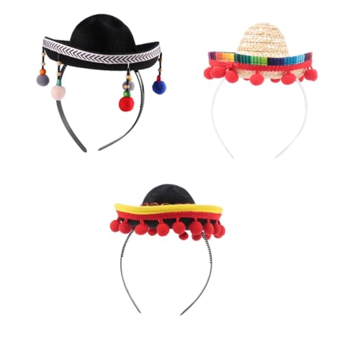 OUNONA 3 Stück Teiliges Mexikanische Sombrero Haarbänder Day Of The Dead Kostümzubehör Komfortabel Langlebig für Festival Party Cosplay Damen und Mädchen Zufällige Farbe Zufällige Farbe von OUNONA