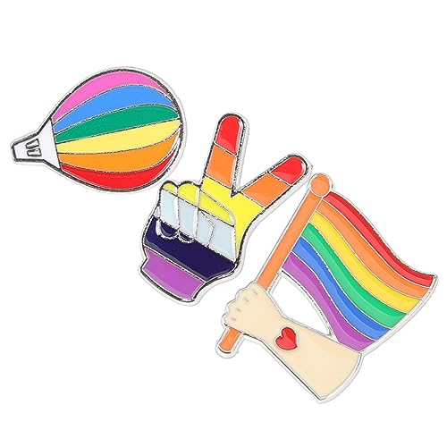 OUNONA 3 Stück Teiliges Regenbogen Emaille Broschen Metall Anstecknadeln Stilvolle Pride Abzeichen für Kleidung Rucksack und Besondere Anlässe Langlebig und Unisex von OUNONA