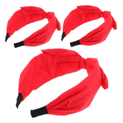 OUNONA 3 Stück Teiliges Rotes Bowknot Stirnband mit Hasenohren aus Weichem Stoff Verspieltes Haarband mit Großer Schleife Modisches Accessoire für Frauen Mädchen Party Karneval Fest von OUNONA