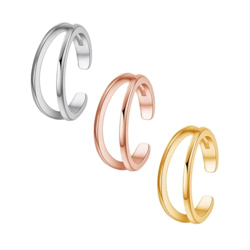 OUNONA 3 Stück Teiliges Verstellbares Zehenring in Weiß Gold und Roségold Dekorativer Knöchelring für Damen Modischer Fußschmuck für Alltag Party und Besondere Anlässe von OUNONA