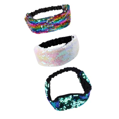 OUNONA 3 Stück Teiliges Wendbare Glitzer haarbänder mit Pailletten Schimmernde Haarschmuck accessoires für Damen und Mädchen Modische Party Alltagskopfbedeckung Leicht und Komfortabel von OUNONA