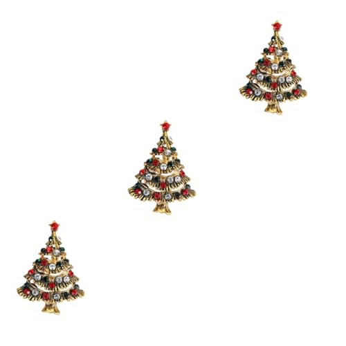 OUNONA 3 Stück Weihnachtliche Damen Brosche Weihnachtsbaum Anstecknadel Bunte Mini Brosche Leicht Tragbar Festliche Kleidung Deko Weihnachten Party Schmuck von OUNONA
