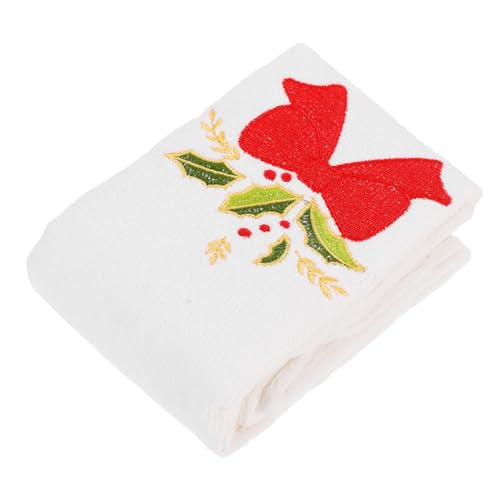 OUNONA 3 Stück Weihnachtliches Besticktes Baumwoll Gesichtstuch mit Schleifen Weiches Langlebiges Handtuch Dekoratives Weihnachts Gesichtstuch für Bad und Gäste Festliche Geschenkidee von OUNONA