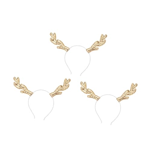 OUNONA 3 Stück Weihnachtliches Rentiergeweih Haarreifen aus Leichtem Komfortabel und Langlebig Festlicher Haarschmuck für Mädchen Party und Kostümzubehör zu Weihnachten von OUNONA