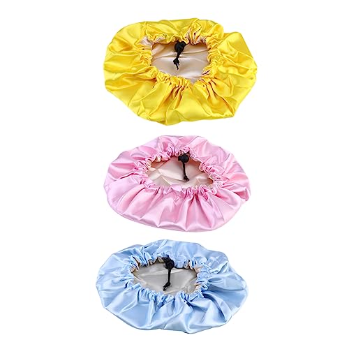 OUNONA 3 Stücke Elastische Nachtmützen aus Satin für Kinder Verstellbare Atmungsaktive Seidenhauben für Jungen und Mädchen zum Schutz Frisur von OUNONA