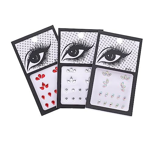 OUNONA 3 Satz Selbstklebende Gesichtssteine Dekorative Edelsteine für Augen und Körper Glitzer Aufkleber für Partys Festival und Make Up von OUNONA