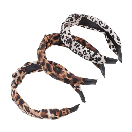 OUNONA 3stücke Leoparden-haarband Mit Knoten Breites Stirnband Aus Stoff Haarzubehör Für Damen Und Mädchen Geeignet Für Alltag Und Partys Verleiht Jedem Outfit Glamour von OUNONA